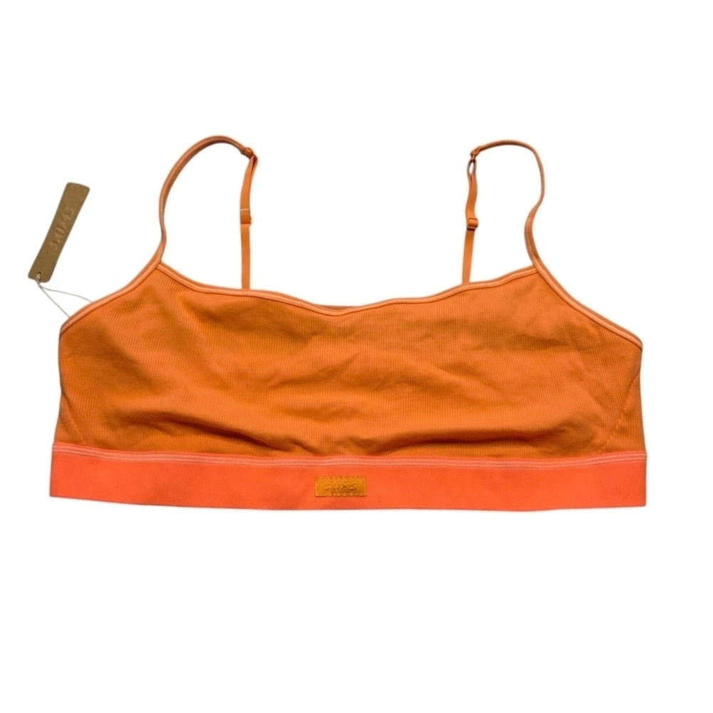 Skims Cotton Rib Scoop Wireless Bralette Bra Apricot Orange 3X
